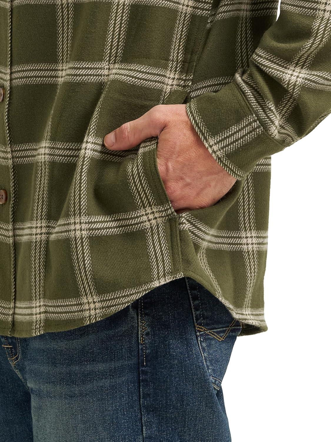 imageWrangler Authentics Mens Mens Long Sleeve Flannel Shirt JacketForest Night Plaid