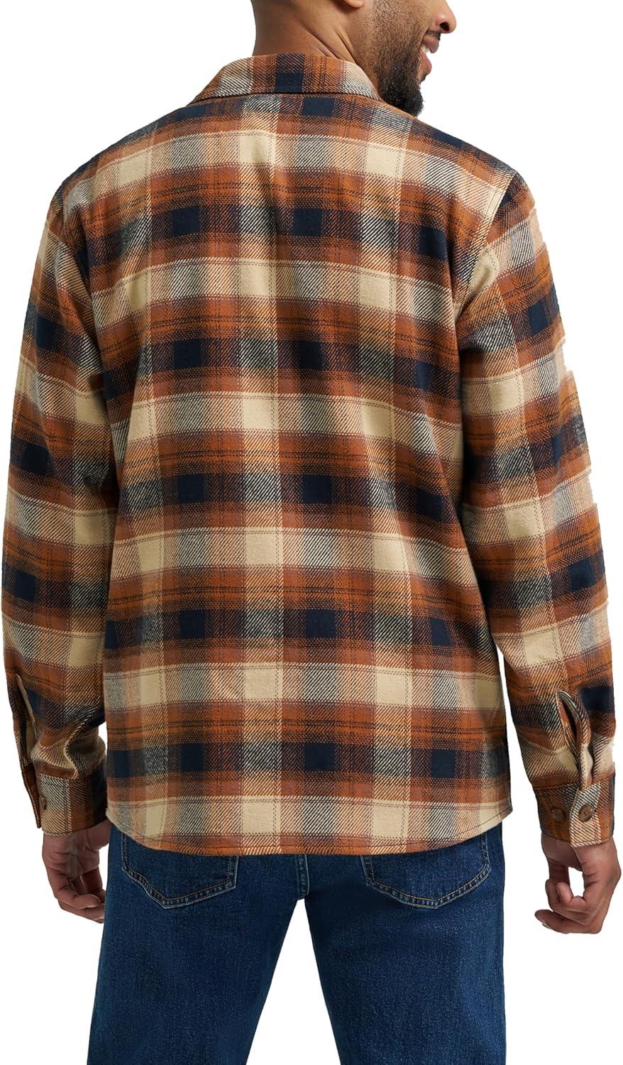 imageWrangler Authentics Mens Mens Long Sleeve Flannel Shirt JacketGlazed Ginger Plaid