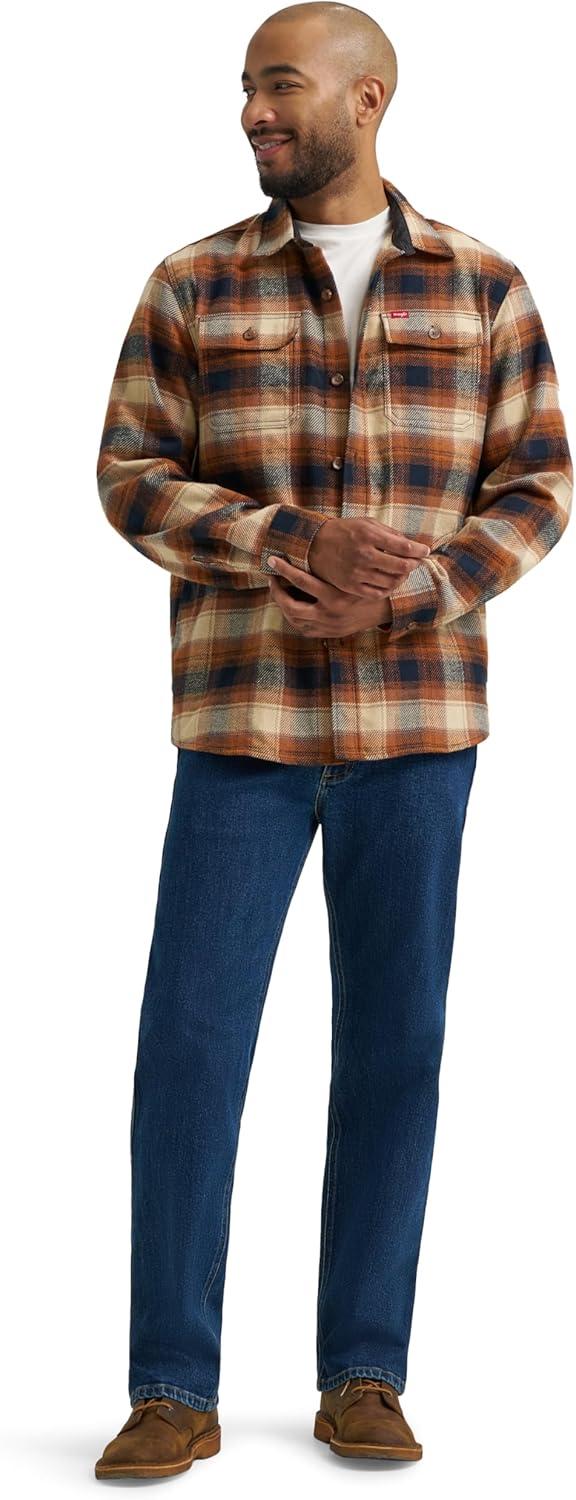 imageWrangler Authentics Mens Mens Long Sleeve Flannel Shirt JacketGlazed Ginger Plaid