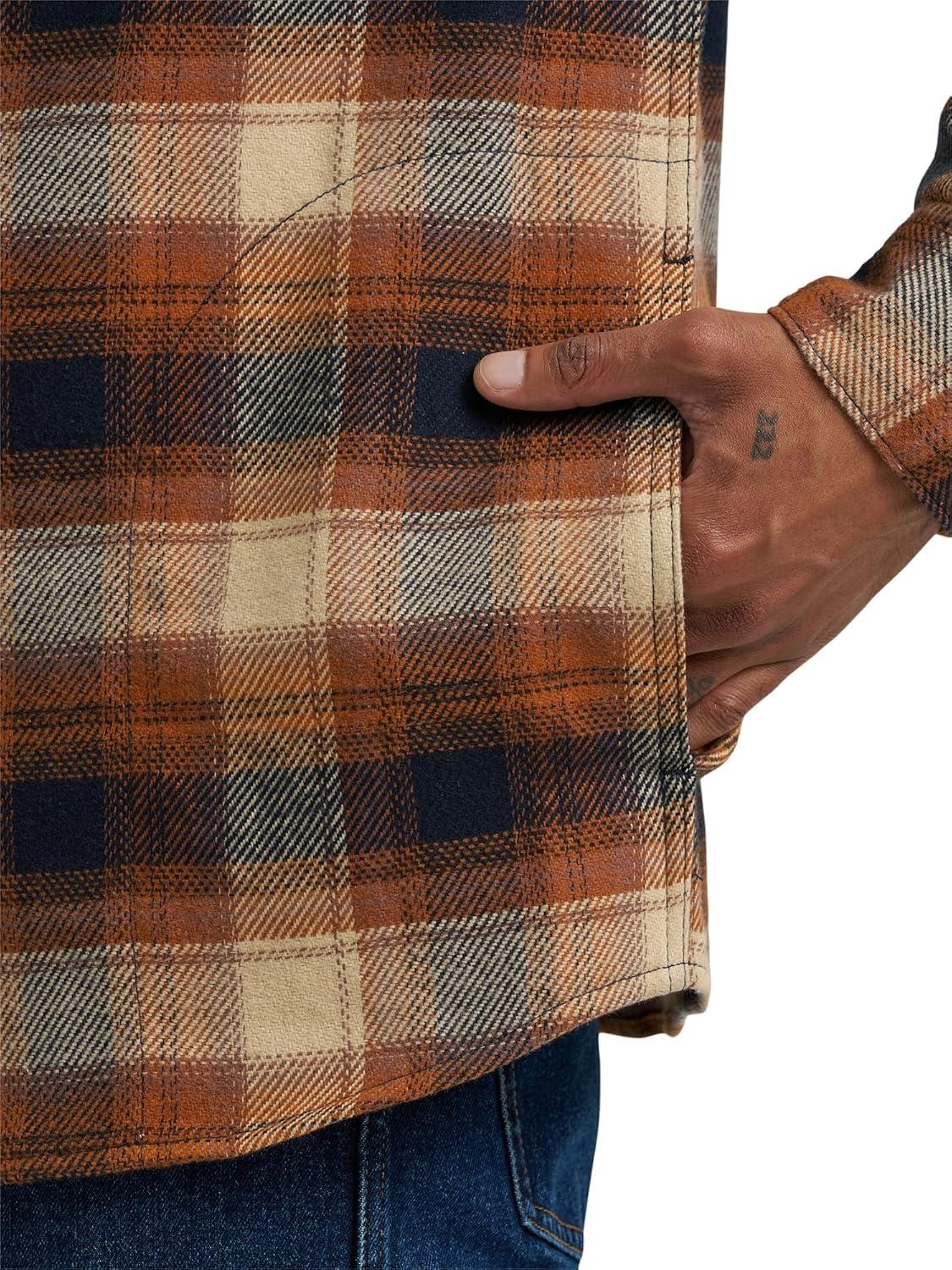 imageWrangler Authentics Mens Mens Long Sleeve Flannel Shirt JacketGlazed Ginger Plaid