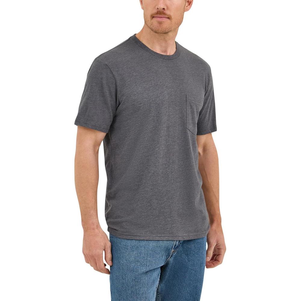 imageWrangler Authentics Mens Short Sleeve Pocket TShirtAsphalt Heather