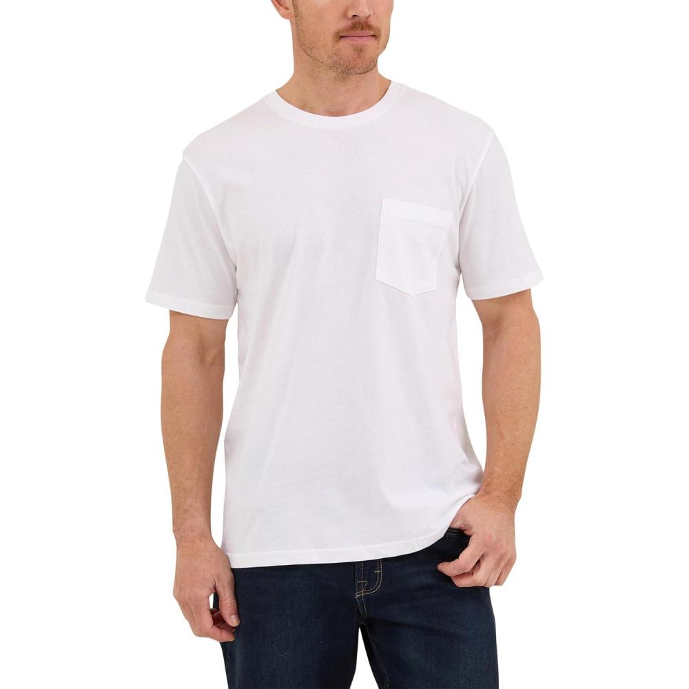 imageWrangler Authentics Mens Short Sleeve Pocket TShirtBright White