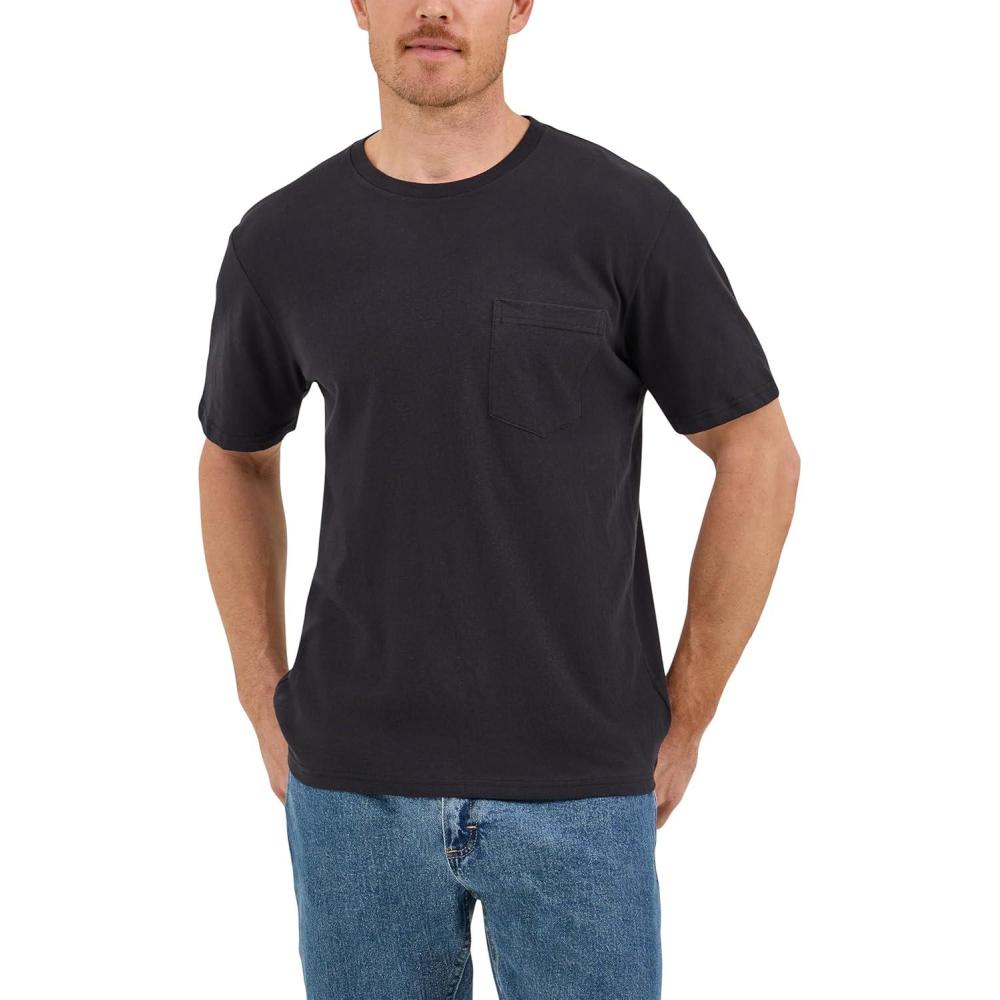 imageWrangler Authentics Mens Short Sleeve Pocket TShirtCaviar