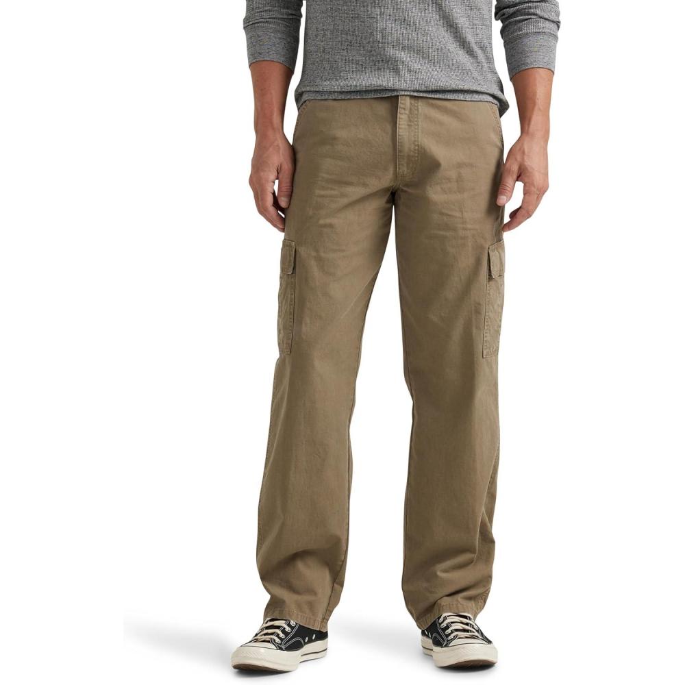 imageWrangler Authentics Mens Twill Relaxed Fit Cargo Pant LoganMilitary Khaki Ripstop