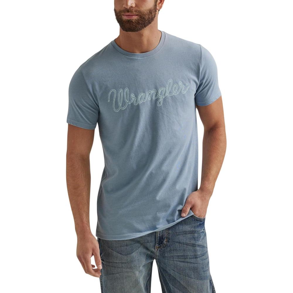 imageWrangler Mens Short Sleeve Graphic TShirtAshley Blue Heather