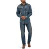 Wrangler Men’s Cowboy Cut Western Long Sleeve Snap Work Shirt Washed Finish(Antique Blue)