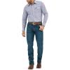 Wrangler Men’s Cowboy Cut Western Long Sleeve Snap Work Shirt Washed Finish(Chambray)