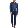 Wrangler Men’s Cowboy Cut Western Long Sleeve Snap Work Shirt Washed Finish(Dark Denim)