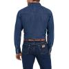 Wrangler Men’s Cowboy Cut Western Long Sleeve Snap Work Shirt Washed Finish(Dark Denim)