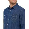 Wrangler Men’s Cowboy Cut Western Long Sleeve Snap Work Shirt Washed Finish(Dark Denim)