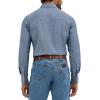 Wrangler Men’s Cowboy Cut Western Long Sleeve Snap Work Shirt Washed Finish(Medium Blue Chambray)