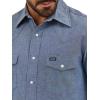 Wrangler Men’s Cowboy Cut Western Long Sleeve Snap Work Shirt Washed Finish(Medium Blue Chambray)