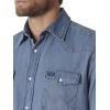 Wrangler Men’s Cowboy Cut Western Long Sleeve Snap Work Shirt Washed Finish(Stonewashed)