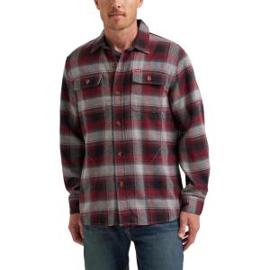 Wrangler Authentics Men’s Men’s Long Sleeve Flannel Shirt Jacket(Syrah Plaid)