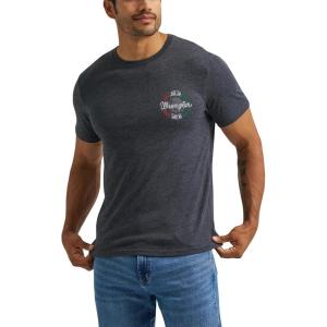 Wrangler Men’s Short Sleeve Graphic T-Shirt(Jet Black Heather)