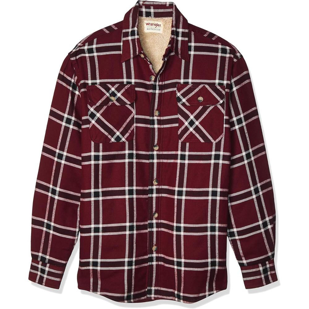 imageWrangler Authentics Mens Long Sleeve Sherpa Lined Shirt JacketTawny Port