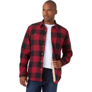 Wrangler Authentics Men’s Long Sleeve Sherpa Lined Shirt Jacket(Red Buffalo)