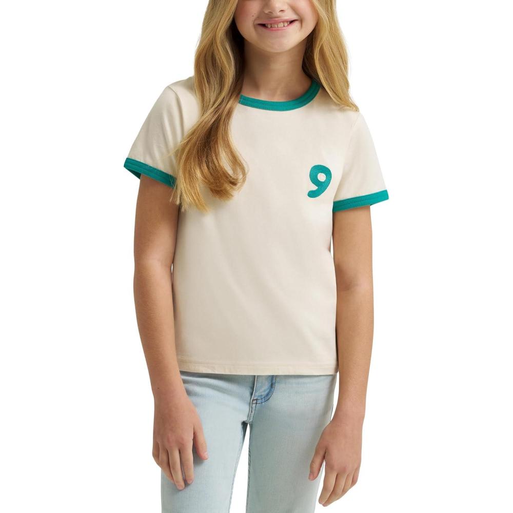 imageWrangler Girls X Lainey Wilson Lucky Number Nine Ringer TeeHearts Dreams Good Jeans