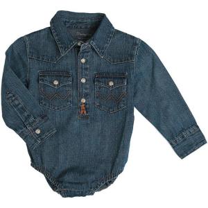 Wrangler Infant & Toddler Long Sleeve Denim Bodysuit(Denim)